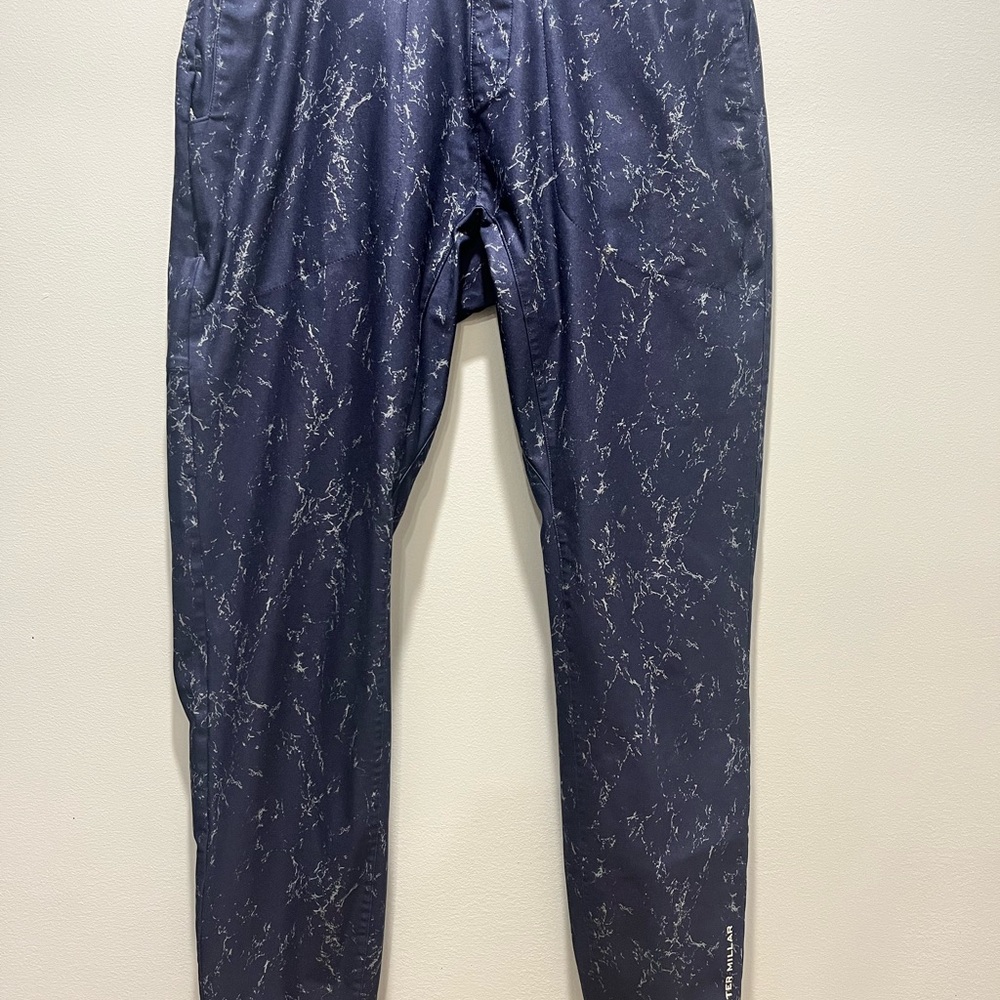 Peter Millar Men's SZ Small Golf Atlas Marble Performance Pants Navy Blue Strech